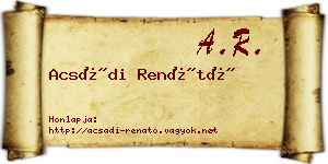 Acsádi Renátó névjegykártya